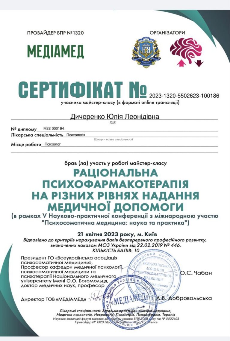 Раціональна психофармакотерапія на різних рівнях медичної допомоги