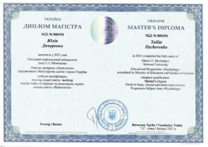 Диплом магістра психології